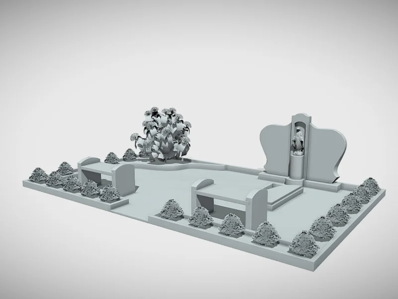 Detalizēts apbedījuma vietas 3D modelis.